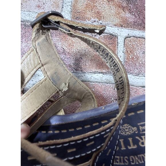 Spring Step L'Artiste Shoes Womens Size 10 Blue Wedge Sandals Leather Comfort - Picture 15 of 15